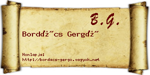 Bordács Gergő névjegykártya
